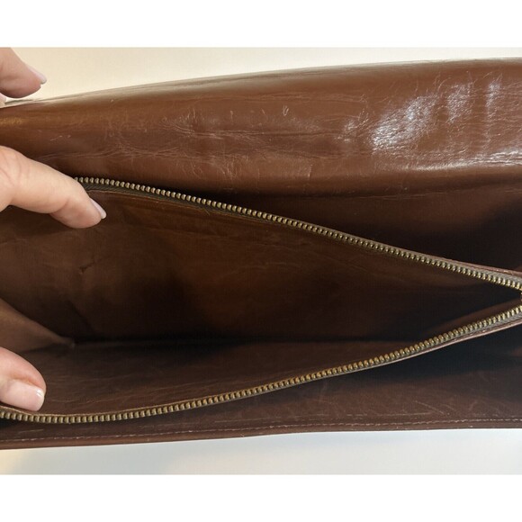 Vintage Whiskey Brown Genuine Crocodile Alligator Clutch Handbag Purse